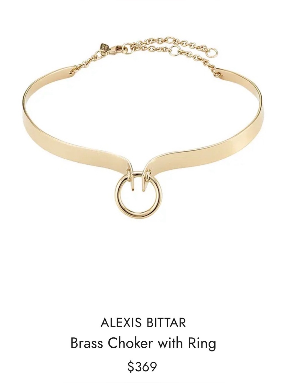 Alexis Bittar Gold Brass Choker with Ring Accent